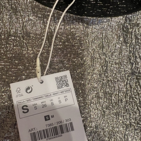 Zara Metallic Gold Puff Sleeve Crop Top size S - Picture 5 of 5